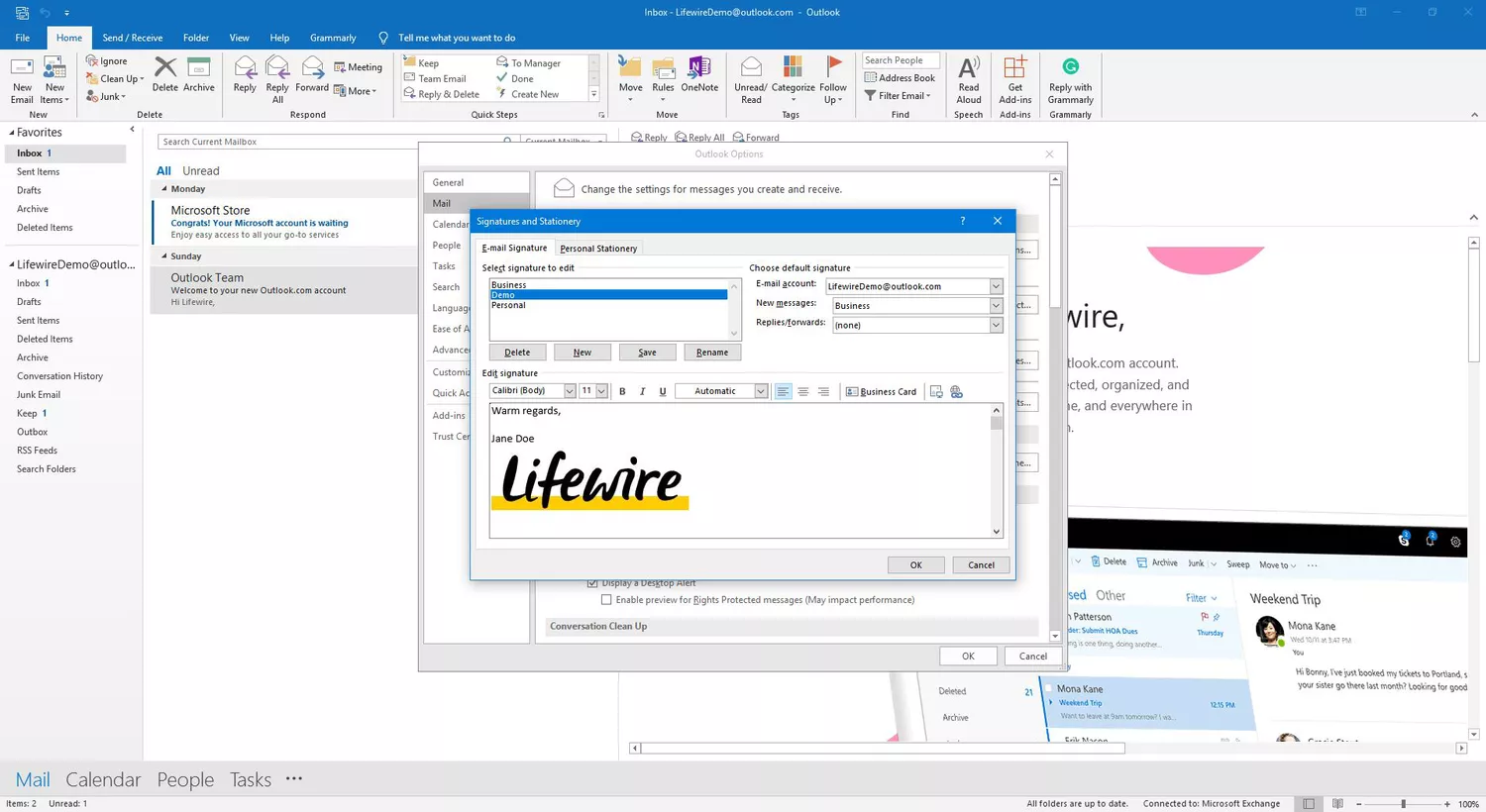 Cómo insertar un gráfico o una animación en una firma de Outlook